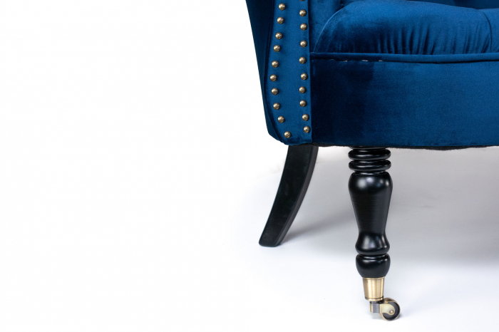Canapea 3 locuri Filip Chesterfield, albastru, 196x82x82 cm [9]