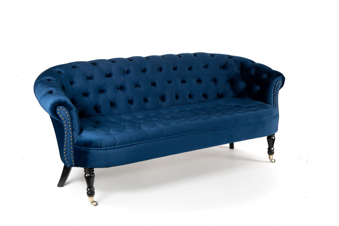 Canapea 3 locuri Filip Chesterfield, albastru, 196x82x82 cm [6]