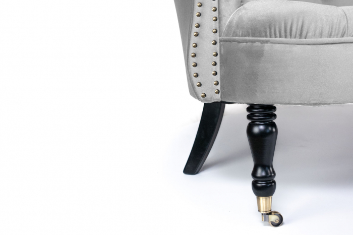 Canapea 3 locuri Filip Chesterfield, gri deschis, 196x82x82 cm [8]