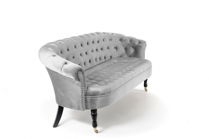 Canapea 3 locuri Filip Chesterfield, gri deschis, 196x82x82 cm [5]