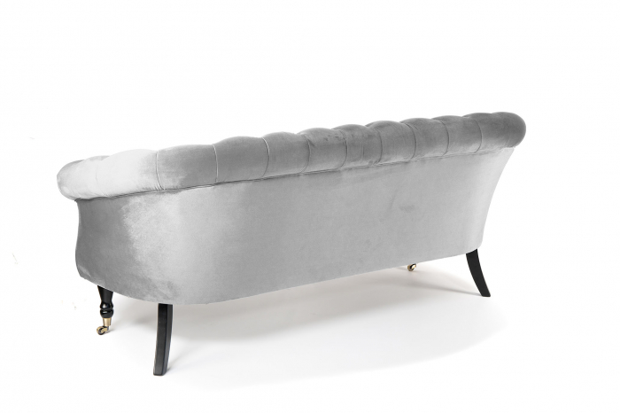 Canapea 3 locuri Filip Chesterfield, gri deschis, 196x82x82 cm [3]