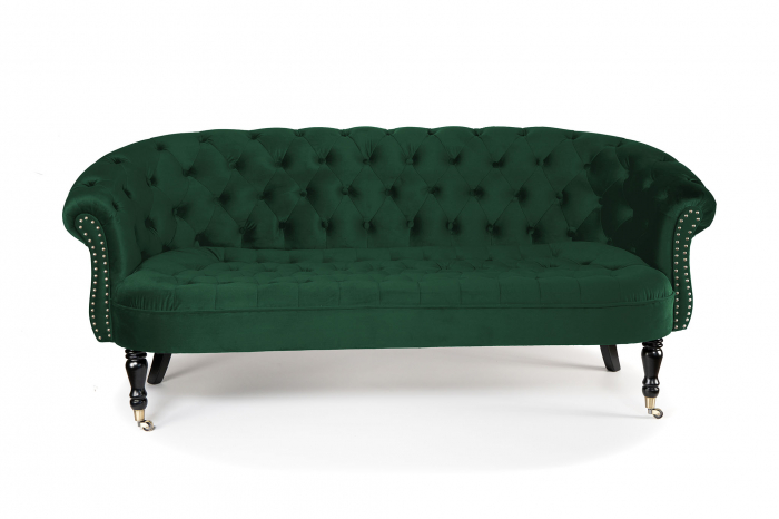 Canapea 3 locuri Filip Chesterfield, verde, 196x82x82 cm [7]