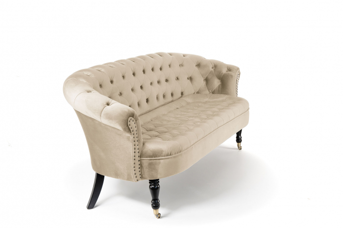 Canapea 3 locuri Filip Chesterfield, bej, 196x82x82 cm [2]