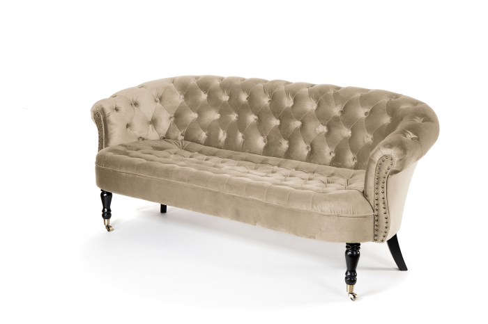 Canapea 3 locuri Filip Chesterfield, bej, 196x82x82 cm [6]