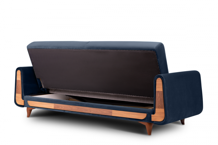 Canapea 3 locuri GUSTAVO, Lemn/Stofa, Bleumarin, 230x98x98 cm [8]