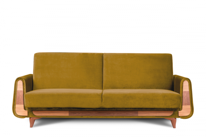 Canapea 3 locuri GUSTAVO, Lemn/Stofa, Galben, 230x98x98 cm [2]