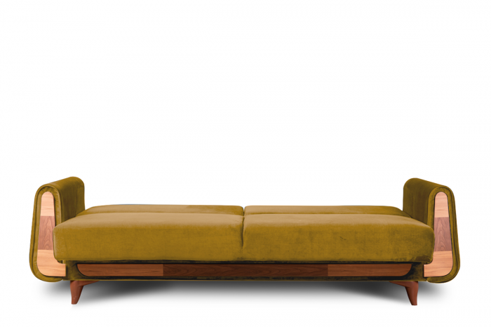 Canapea 3 locuri GUSTAVO, Lemn/Stofa, Galben, 230x98x98 cm [4]