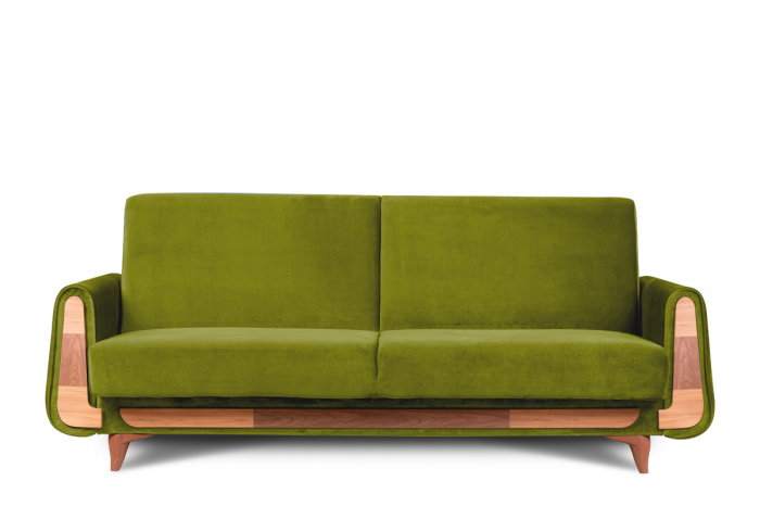 Canapea 3 locuri GUSTAVO, Lemn/Stofa, Maslina, 230x98x98 cm [2]