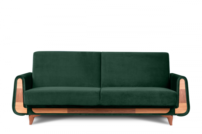 Canapea 3 locuri GUSTAVO, Lemn/Stofa, Verde inchis, 230x98x98 cm [2]