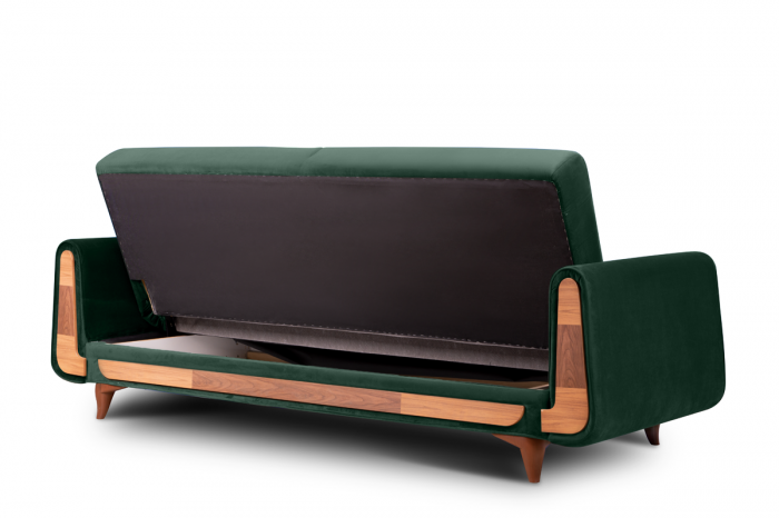 Canapea 3 locuri GUSTAVO, Lemn/Stofa, Verde inchis, 230x98x98 cm [4]