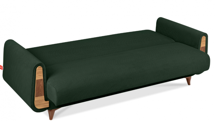 Canapea extensibila 3 locuri GUSTAVO, Lemn/Stofa, Verde inchis cu striatii, 230x98x98 cm [6]