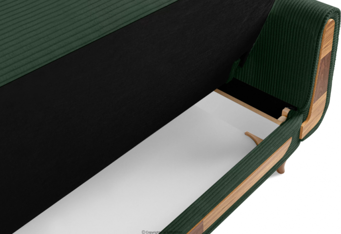 Canapea extensibila 3 locuri GUSTAVO, Lemn/Stofa, Verde inchis cu striatii, 230x98x98 cm [9]