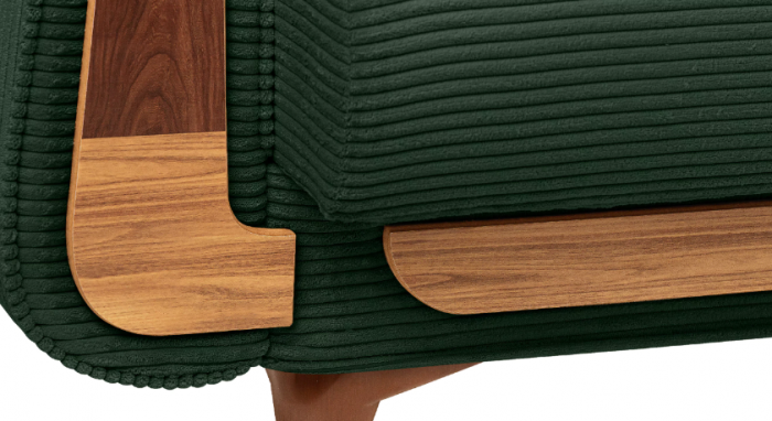 Canapea extensibila 3 locuri GUSTAVO, Lemn/Stofa, Verde inchis cu striatii, 230x98x98 cm [8]