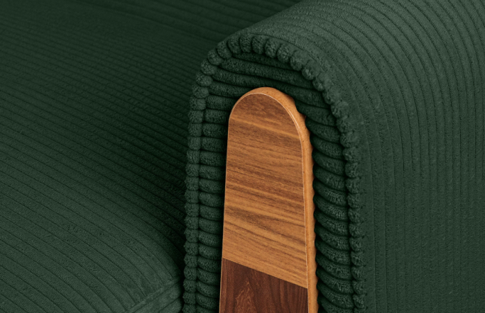 Canapea extensibila 3 locuri GUSTAVO, Lemn/Stofa, Verde inchis cu striatii, 230x98x98 cm [7]