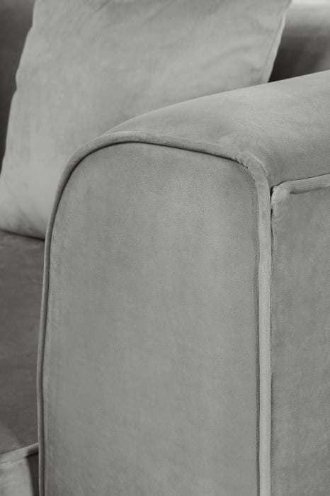 Canapea 3 locuri Maxim, Poliester/Catifea/Lemn, Gri, 202x84x85 cm [2]