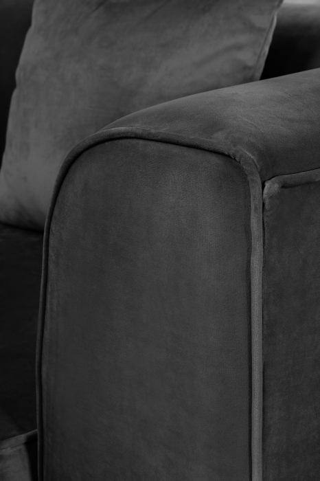 Canapea 3 locuri Maxim, Poliester/Catifea/Lemn, Negru, 202x84x85 cm [2]