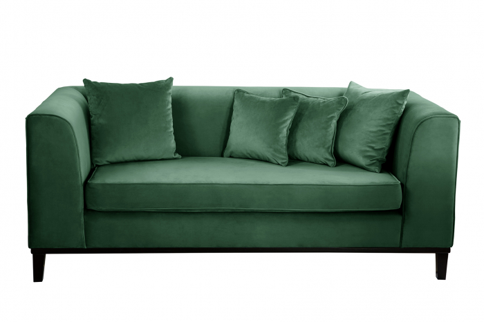 Poza Canapea 3 locuri Maxim, Poliester Catifea Lemn, Verde, 202x84x85 cm