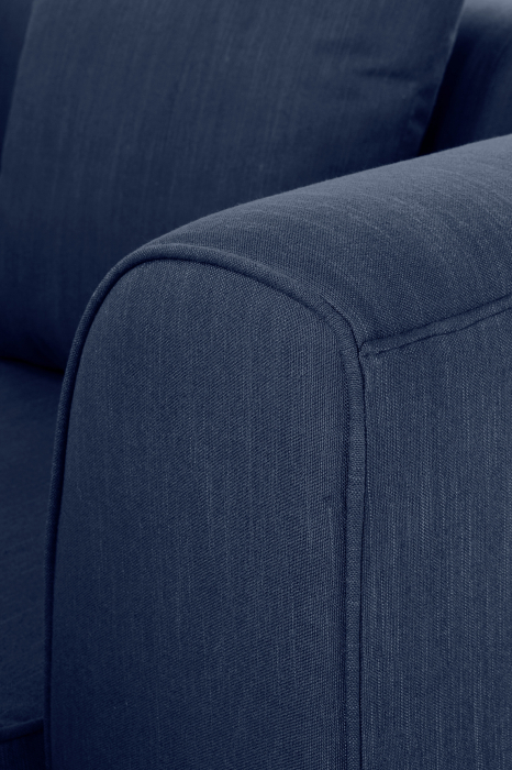 Canapea 3 locuri Maxim, Poliester/Panza/Lemn, Albastru, 202x84x85 cm [2]