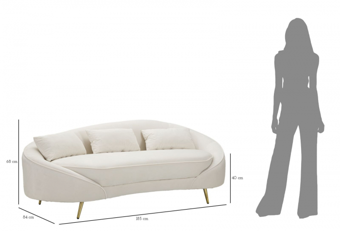Canapea 3 locuri, Oslo cu perne, Crem 185X84X68 cm [11]