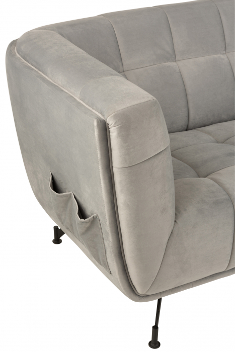 Canapea 3 locuri, Textil/Lemn, Gri Deschis, 204x89x81 cm [7]