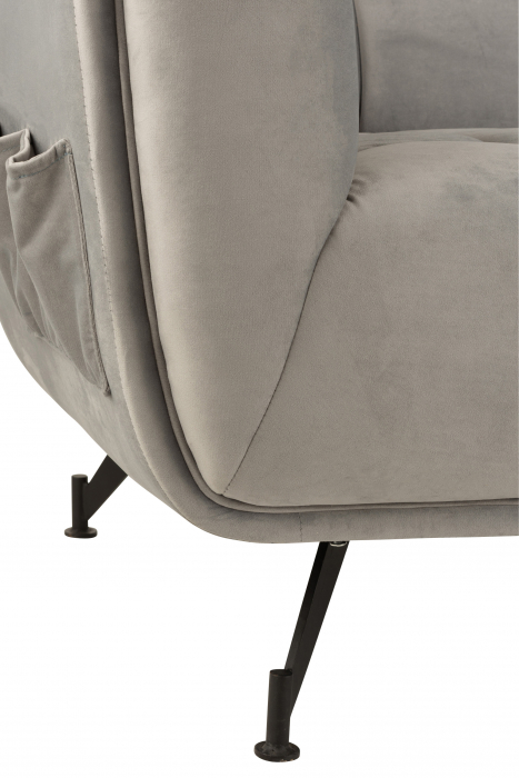 Canapea 3 locuri, Textil/Lemn, Gri Deschis, 204x89x81 cm [6]