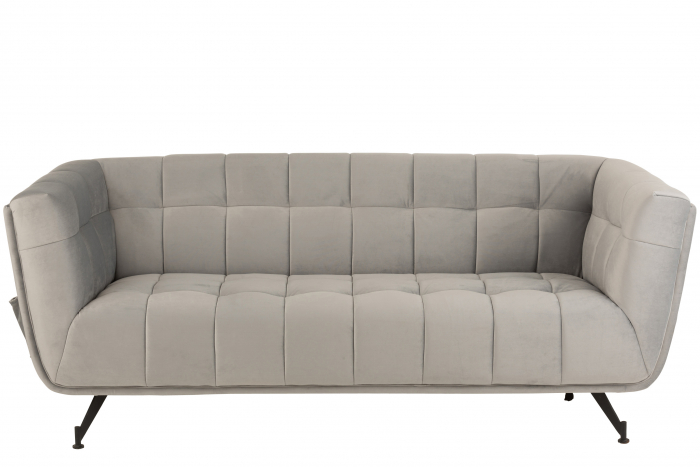 Canapea 3 locuri, Textil/Lemn, Gri Deschis, 204x89x81 cm [2]