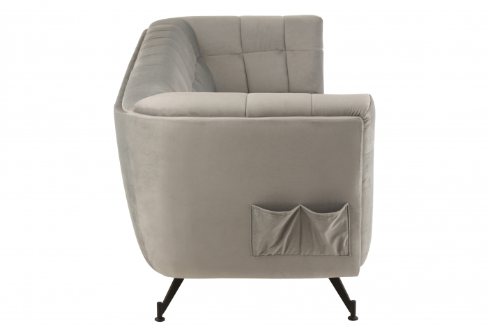 Canapea 3 locuri, Textil/Lemn, Gri Deschis, 204x89x81 cm [3]