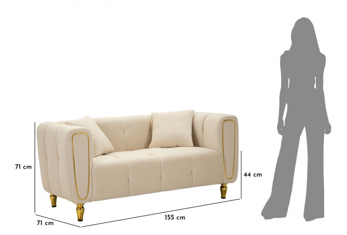 Canapea, ALMA, crem, perne incluse 155x81x71 cm [12]