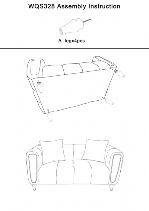 Canapea, ALMA, gri, perne incluse 155x81x71 cm [13]