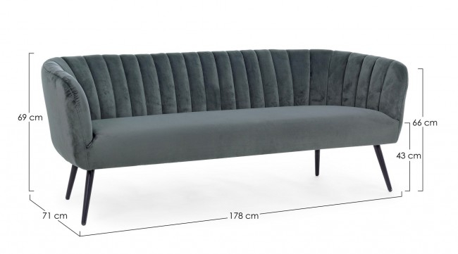 Canapea Avril, Catifea, Gri, 178x71x69 [2]