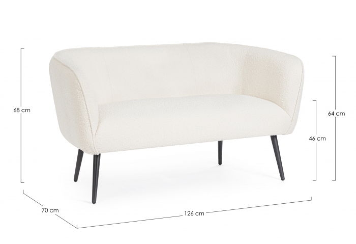 Canapea Avril, Poliester/Lemn, Alb, 126x70x68h cm [4]