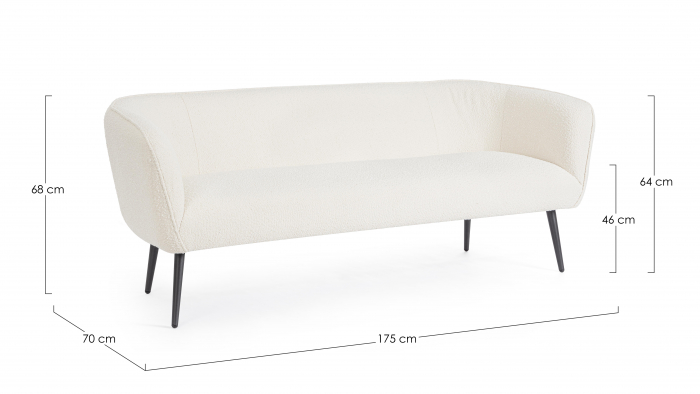 Canapea Avril, Poliester/Lemn, Alb, 175x70x68h cm [4]