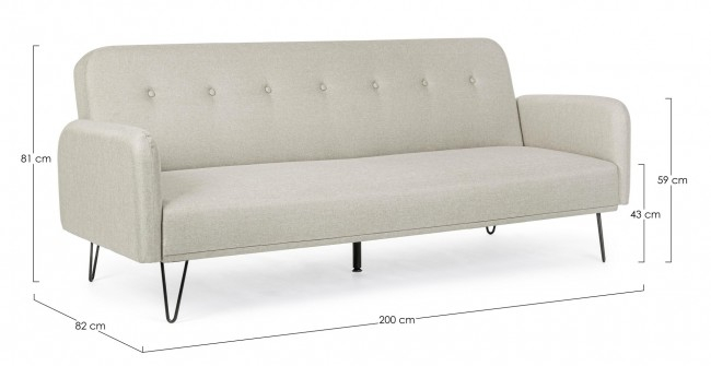 Canapea BRIDJET, tesatura, bej, 200x82x81cm [2]