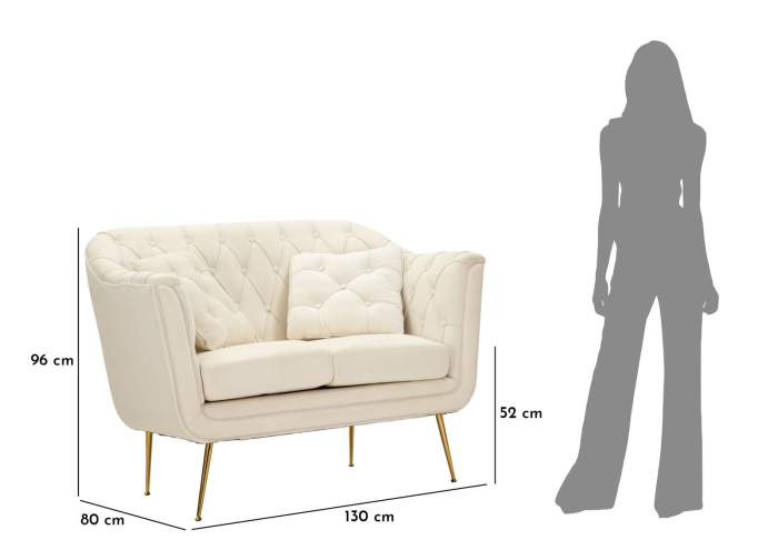 Canapea Budapest crem cu perne 130x83x91 cm [10]