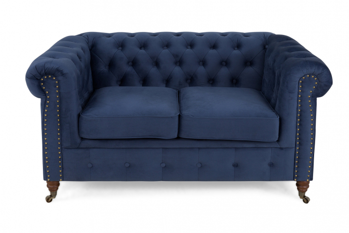 Canapea Chesterfield, 2 locuri, Albastru, 150x80x86 cm [2]