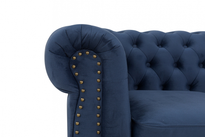 Canapea Chesterfield, 2 locuri, Albastru, 150x80x86 cm [5]