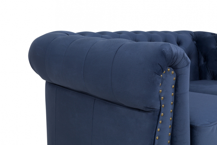 Canapea Chesterfield, 2 locuri, Albastru, 150x80x86 cm [6]