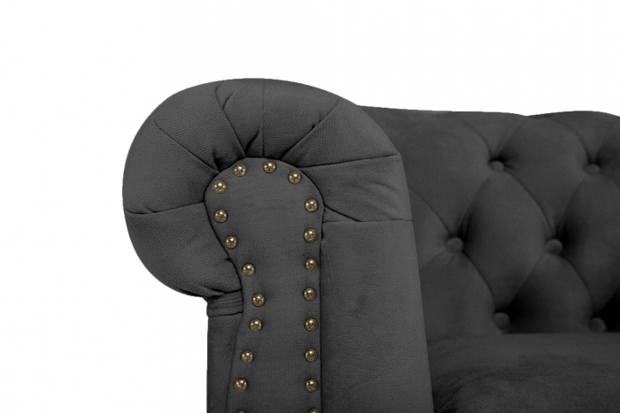 Canapea Chesterfield, 2 locuri, Gri, 150x80x86 cm [5]