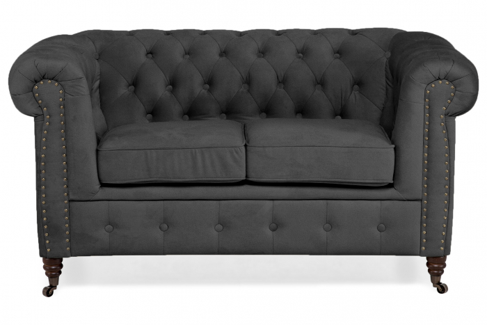 Canapea Chesterfield, 2 locuri, Gri, 150x80x86 cm [2]