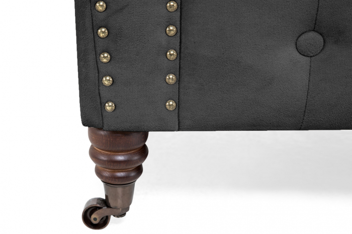 Canapea Chesterfield, 2 locuri, Gri, 150x80x86 cm [6]