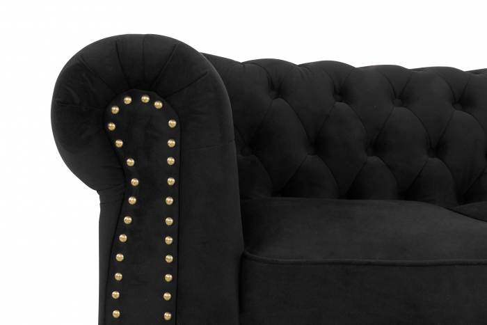 Canapea Chesterfield, 2 locuri, Negru, 150x80x86 cm [4]