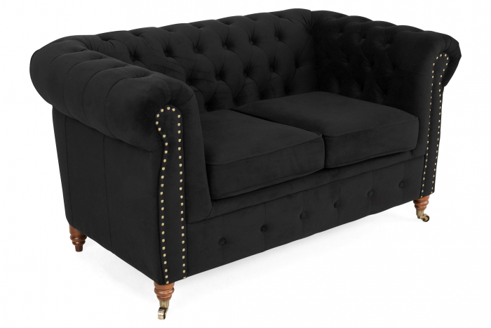 Poza Canapea Chesterfield, 2 locuri, Negru, 150x80x86 cm