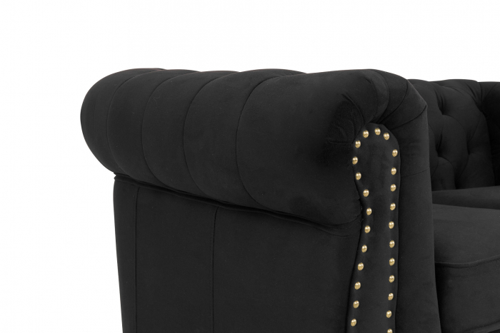 Canapea Chesterfield, 2 locuri, Negru, 150x80x86 cm [5]