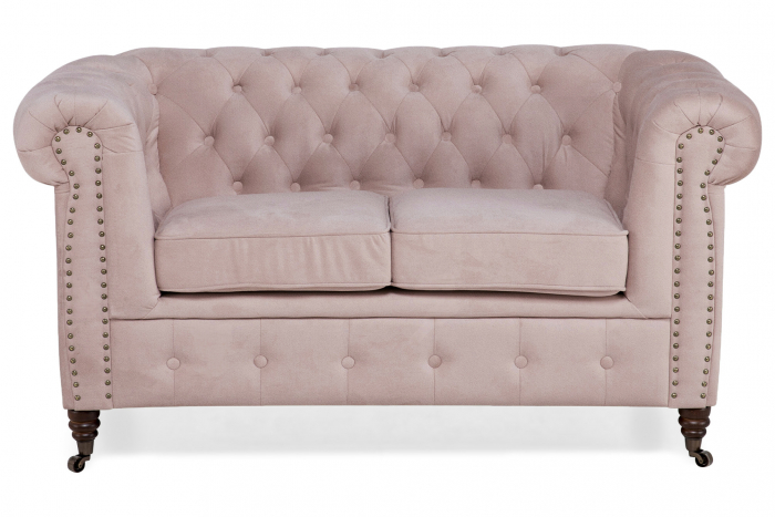 Canapea Chesterfield, 2 locuri, Roz, 150x80x86 cm [2]