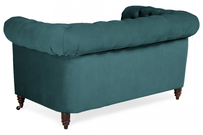 Canapea Chesterfield, 2 locuri, Albastru-verzui, 150x80x86 cm [3]