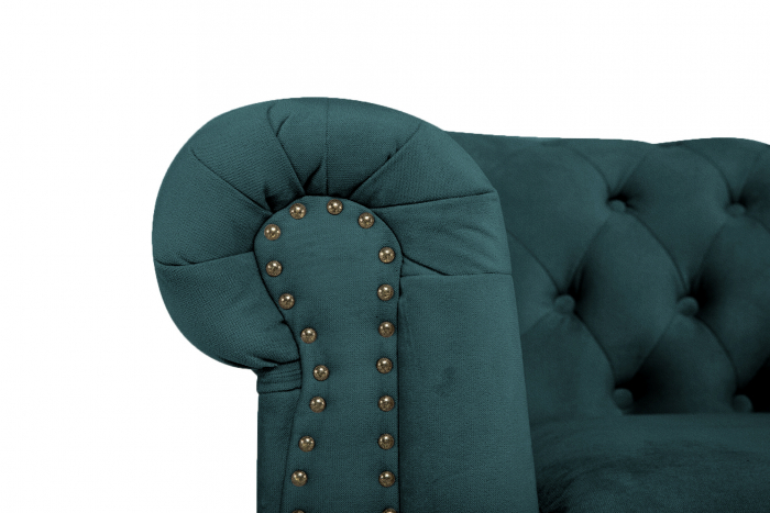 Canapea Chesterfield, 2 locuri, Albastru-verzui, 150x80x86 cm [5]