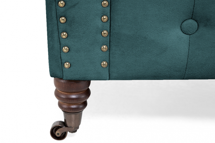 Canapea Chesterfield, 2 locuri, Albastru-verzui, 150x80x86 cm [6]