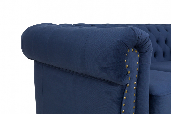 Canapea Chesterfield, 3 locuri, Albastru, 203x80x86 cm [6]