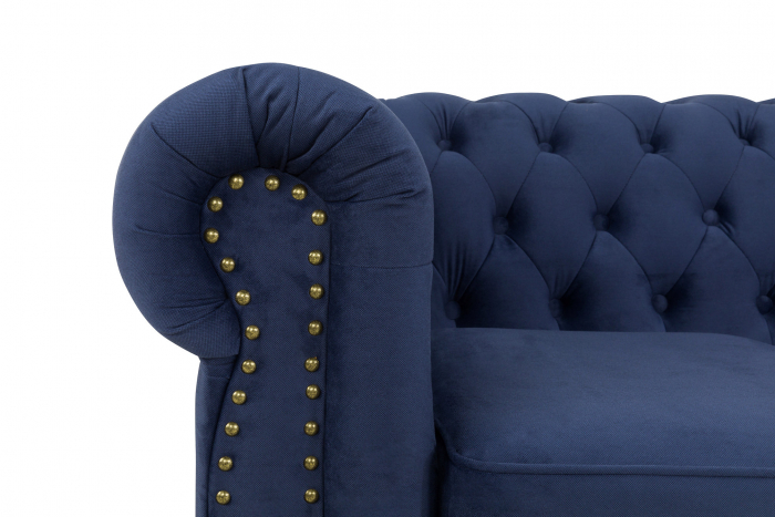 Canapea Chesterfield, 3 locuri, Albastru, 203x80x86 cm [5]