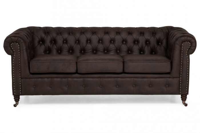 Canapea Chesterfield, 3 locuri, Maro, 203x80x86 cm [2]